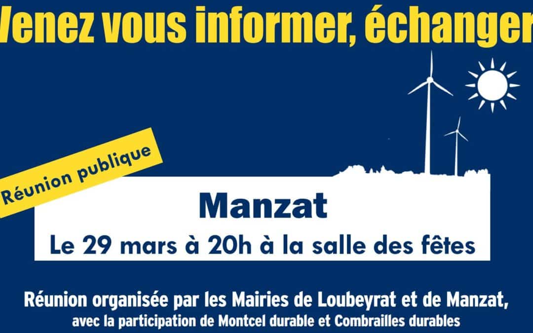 Réunion publique vendredi 29 mars à Manzat