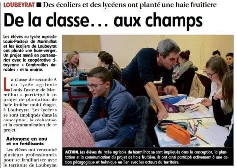 La Montagne du 8 avril – « de la classe… aux champs »